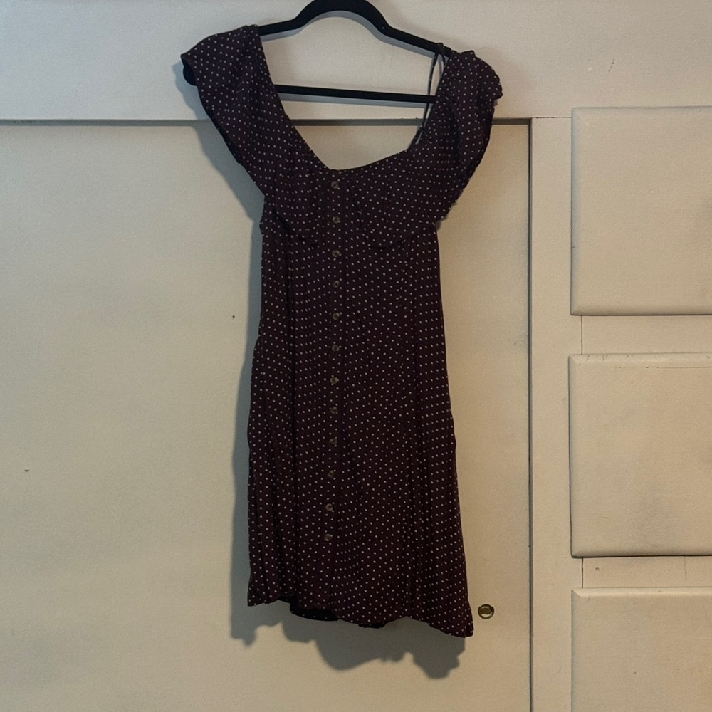American Eagle Outfitters maroon Mini Dress with White Dots
